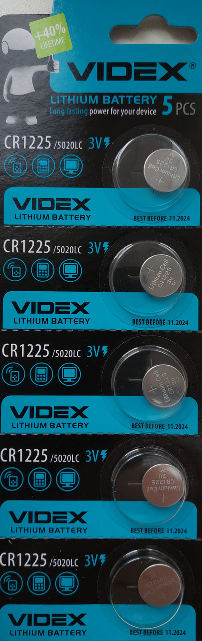 Літієва Батарейка Videx CR1225 5pcs BLISTER CARD