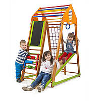 Детская разноцветная игровая площадка с горкой «BambinoWood Plus» ТМ Sportbaby, размер 1.7х0.85х1.32м