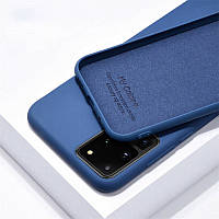 Силиконовый чехол для Samsung Galaxy S20 Ultra Синий микрофибра soft touch