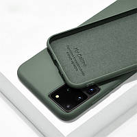 Силиконовый чехол для Samsung Galaxy S20 Ultra Темно-зеленый микрофибра soft touch