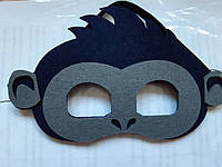 Детская маска из фетра Обезьяна 19 на 10 см серо-черный