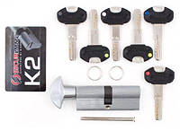 Цилиндр замка Securemme 35/45 мм 5 кл +1 монтажный ключ/ручка матовый хром