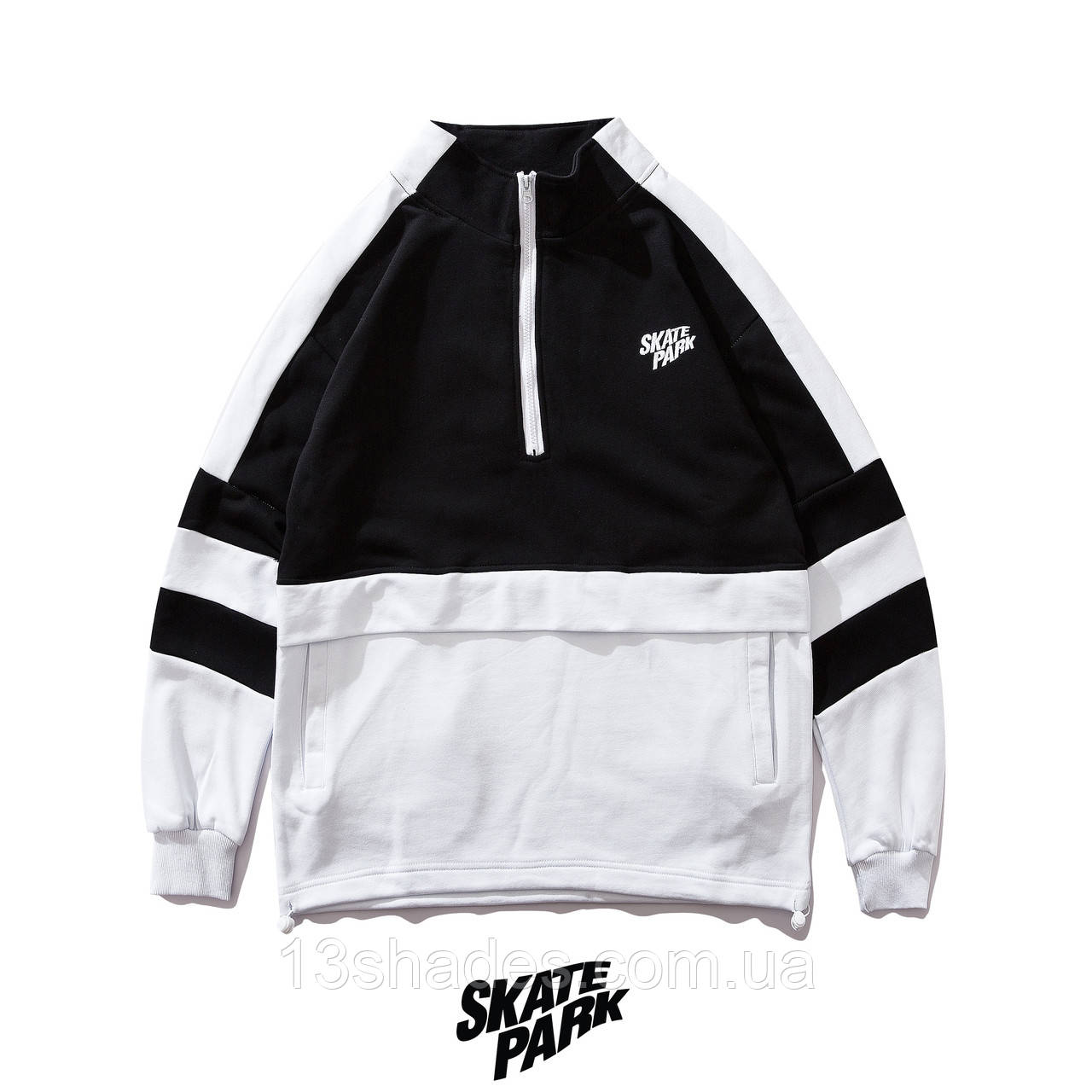 Світшот хайповий жіночий зі змійкою Skatepark Скайпарк чорно-білий Київ, фото 1