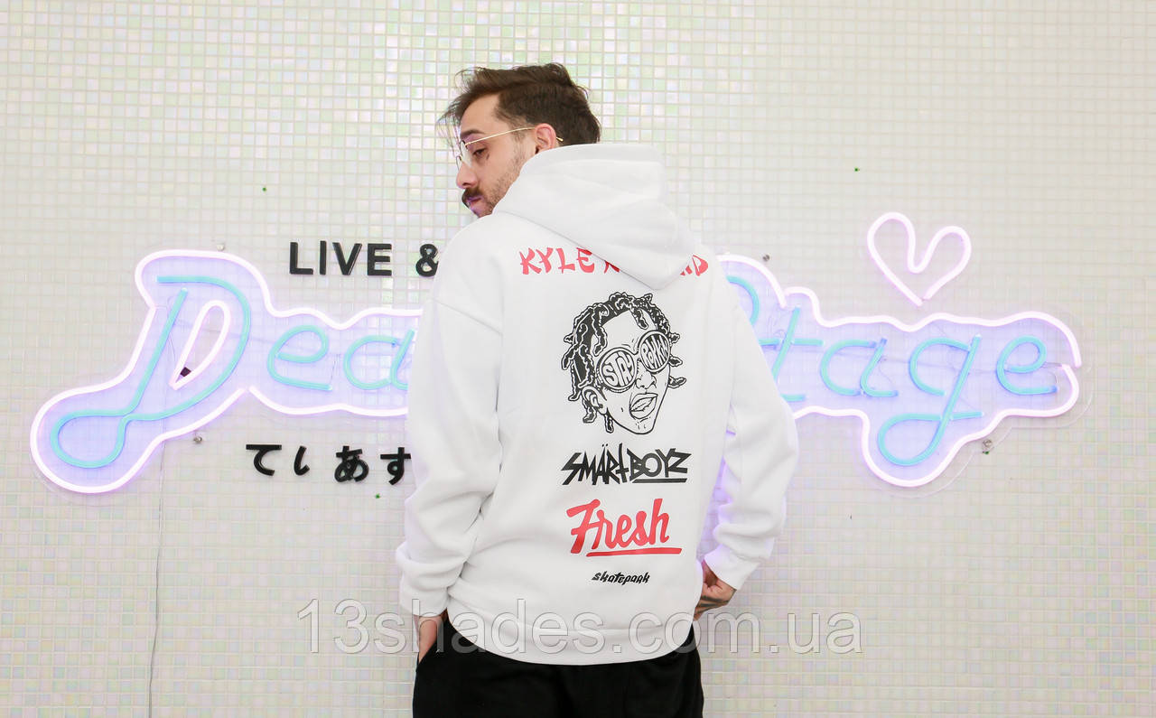 Толстовка чоловіча зі змійкою хайпова унісекс Skatepark Скайпарк біла Київ, фото 1