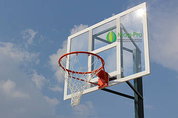 Комплект з баскетбольним щитом з оргскла на трьох опорах (стійка, баскетбольний щит, кільце із сіткою), фото 2