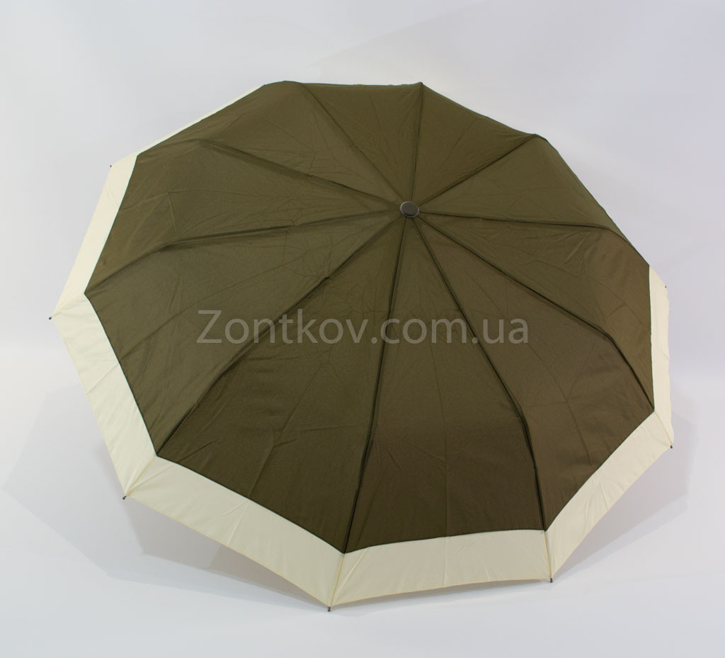 Складной зонт Bellissimo однотонный полуавтомат с каймой по куполу на 10 спиц - фото 2 - id-p548445645