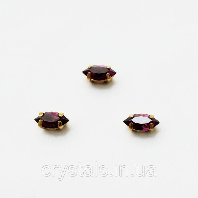 Човники в сапах Preciosa (Чохія) 10x5 мм Amethyst/золото