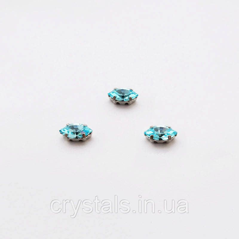 Човники в сапах Preciosa (Чехія) 10x5 мм Aqua Bohemica/платина