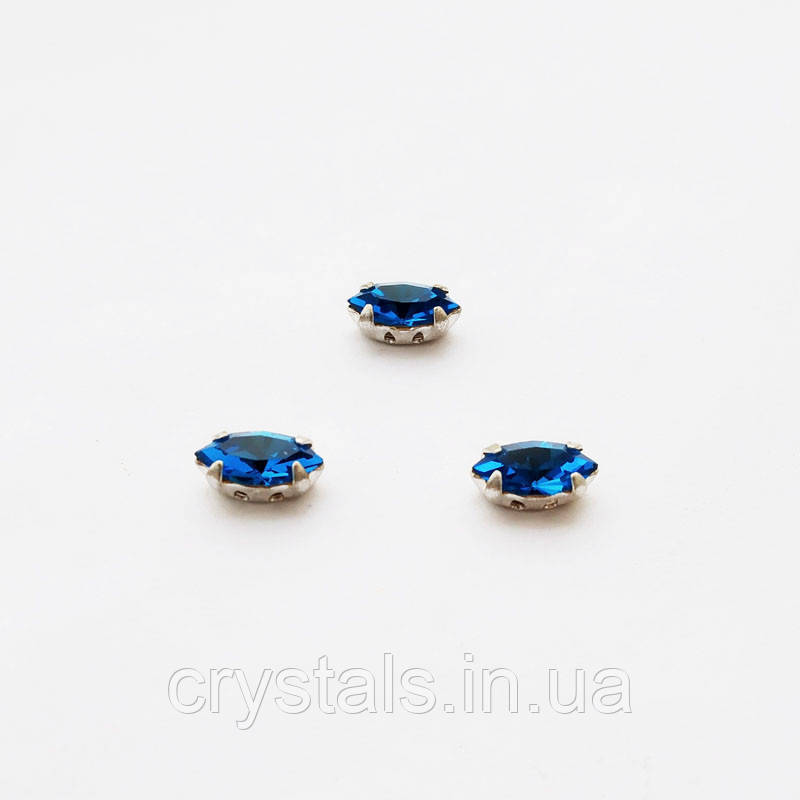 Човники в цапах Preciosa (Чехія) 10x5 мм Capri Blue/срібло