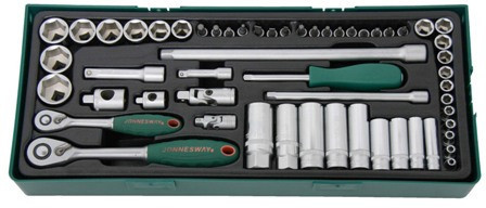 Набір торцевих головок 1/4"DR 4-13мм і 3/8" DR 14-24мм, 56 предметів S04H3157SP (Jonnesway, Тайвань)