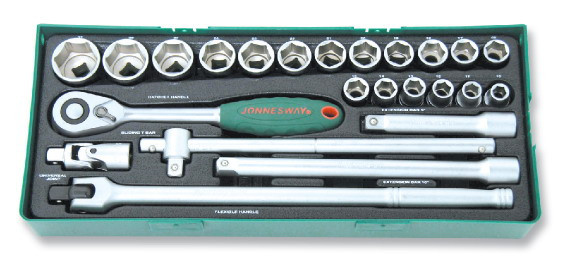 Набір торцевих головок 1/2"DR 10-32 мм, 24 предмета S04H4524SP (Jonnesway, Тайвань)