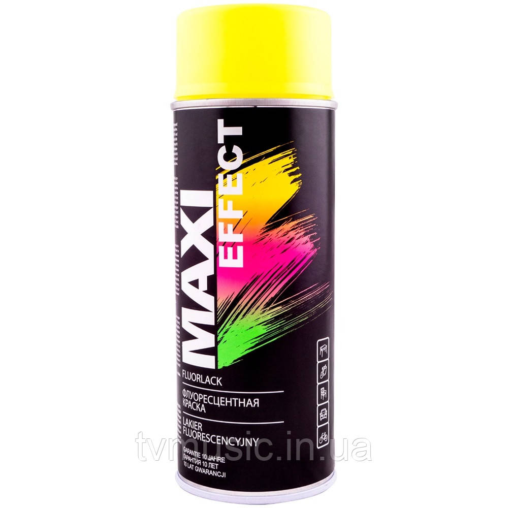 Аерозольна флуоресцентна фарба Maxi Color Жовта 400 мл