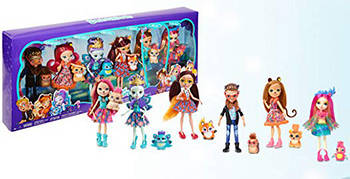 Ігровий набір Енчантималс із 6 ляльок з вихованцями Enchantimals Natural Friends Collection Doll