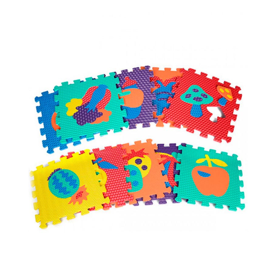 Килимок пазл EVA Фрукти і овочі масажний, розмір килимка 31 х 31 см, фото 1