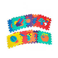 Килимок пазл EVA Фрукти і овочі масажний, розмір килимка 31 х 31 см