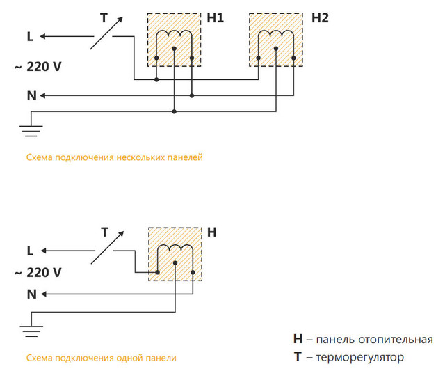 схема подключения нескольких обогревателей hybrid