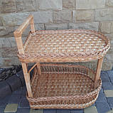 Плетений столик-візок на коліщатках із лози, фото 2