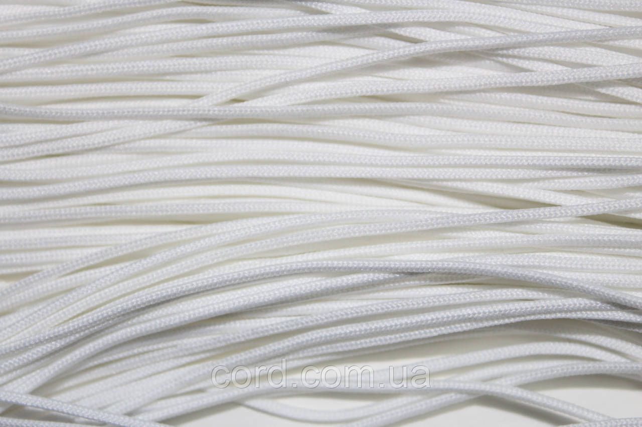 Шнур тонкий круглий поліестер 1мм білий моток 100 м, фото 1