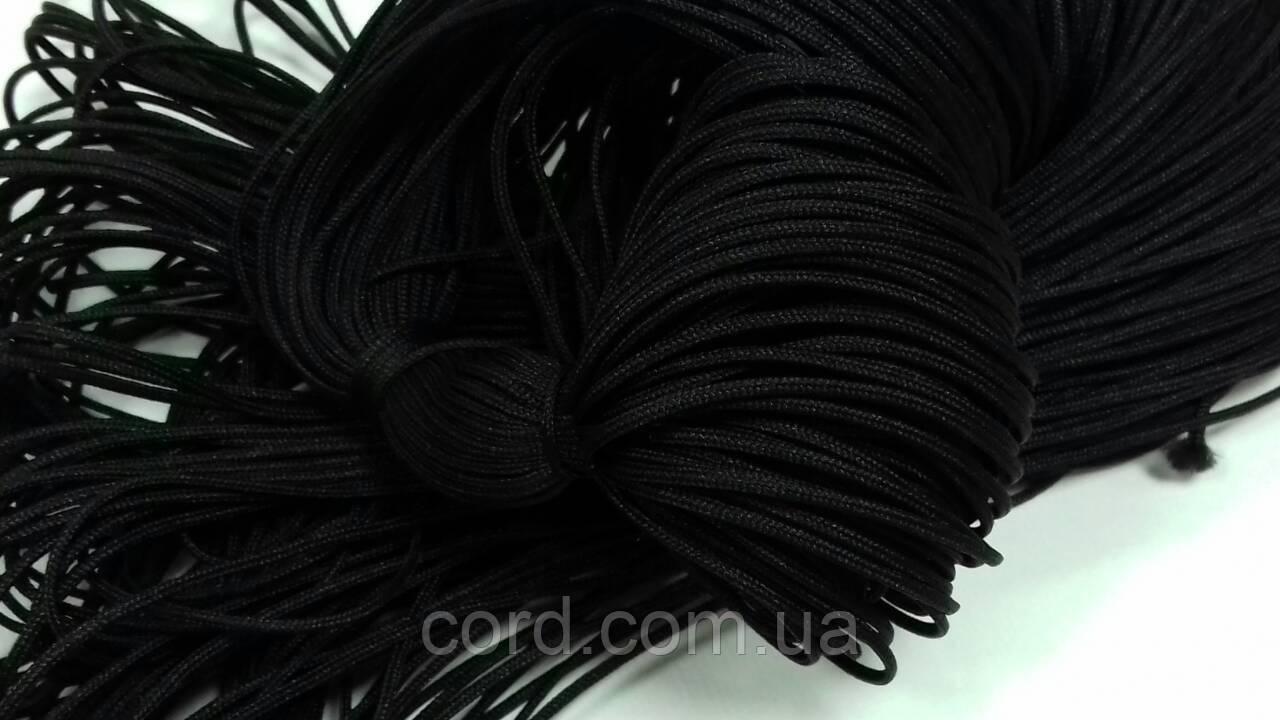 Шнур тонкий круглий поліестер 2мм черний моток 100 м, фото 1