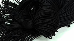 Шнур тонкий круглий поліестер 1мм черний моток 100 м