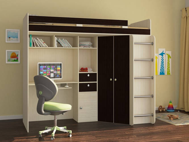 Купить Кровать чердак для взрослых и детей,КЧДВ-2804, цена 12165 грн ...