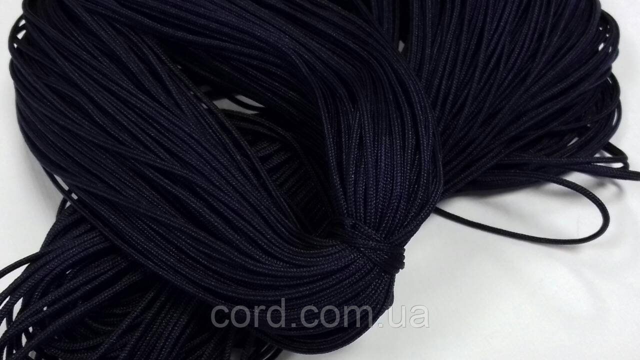 Шнур тонкий круглий поліестер 1мм темно-синій моток 100м, фото 1