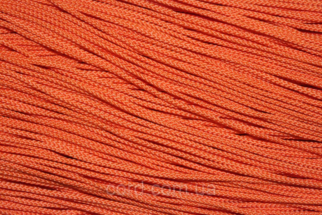 Шнур тонкий круглий поліестер 2мм помаранчевий моток 100 м, фото 1