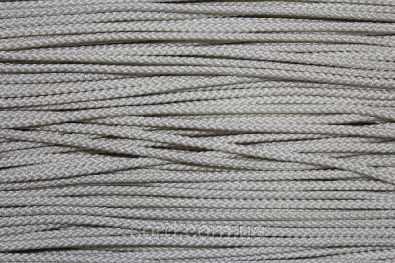 Шнур тонкий круглий поліестер 2мм світло-бежевий моток 100 м, фото 1