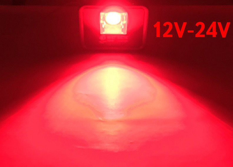 Світлодіодний лінзований прожектор LEON 50 W 12-24 V DC червоний IP65 Код.59645
