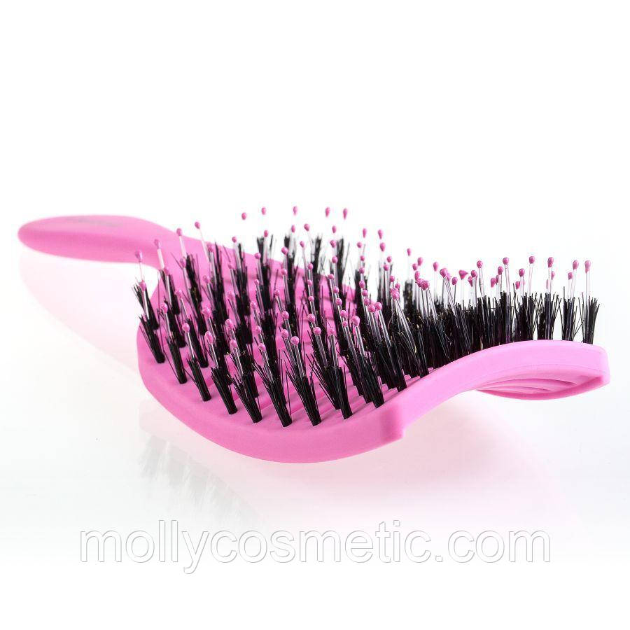 Щітка для сушіння та укладання волосся продувна з комбінованою щетиною PINK, фото 1