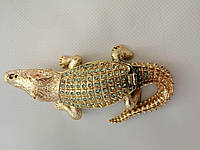 Крокодил Статуэтка шкатулка под золото с камнями В коробке Сувенир подарок