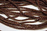 Шнур круглий поліестер 2,5мм коричневий+золото моток 100м, фото 2