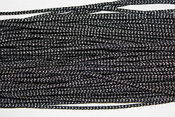 Шнур круглий поліестер 2,5мм чорний+срібло моток 100м