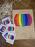 Деревянная игра-сортер / рамка-вкладыш "Воздушный шар" для изучения цветов