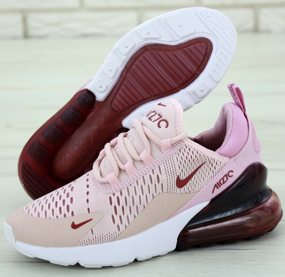 Кросівки жіночі Nike Air Max 270 пудра з червоним 36-40р. Живе фото. топ