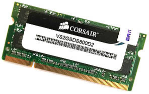 Оперативна пам'ять для ноутбука Corsair SODIMM DDR2 2Gb 800MHz 6400S 2R8 CL5 (VS2GSDS800D2) Б/В