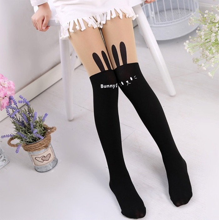 Колготки дитячі капронові чорні "Кролики"