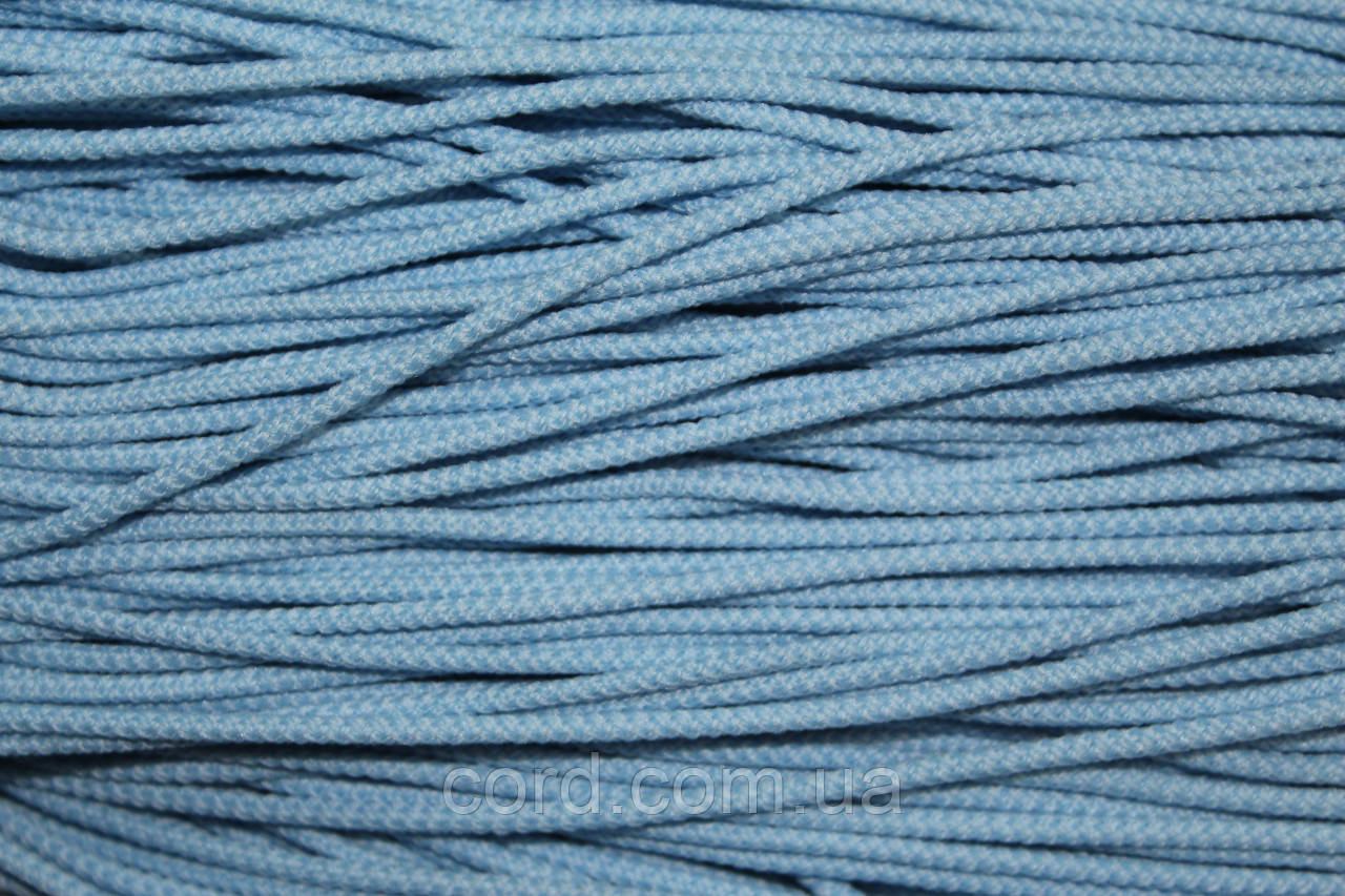 Шнур круглий поліестер 3мм блакитний моток 200м, фото 1