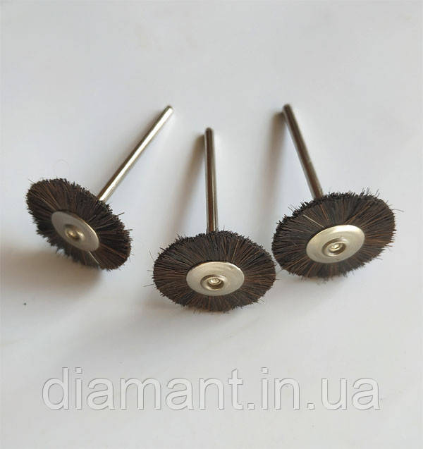 Волосяна щітка середньої жорсткості темно-коричнева на тримачі, d-22 мм, фото 1