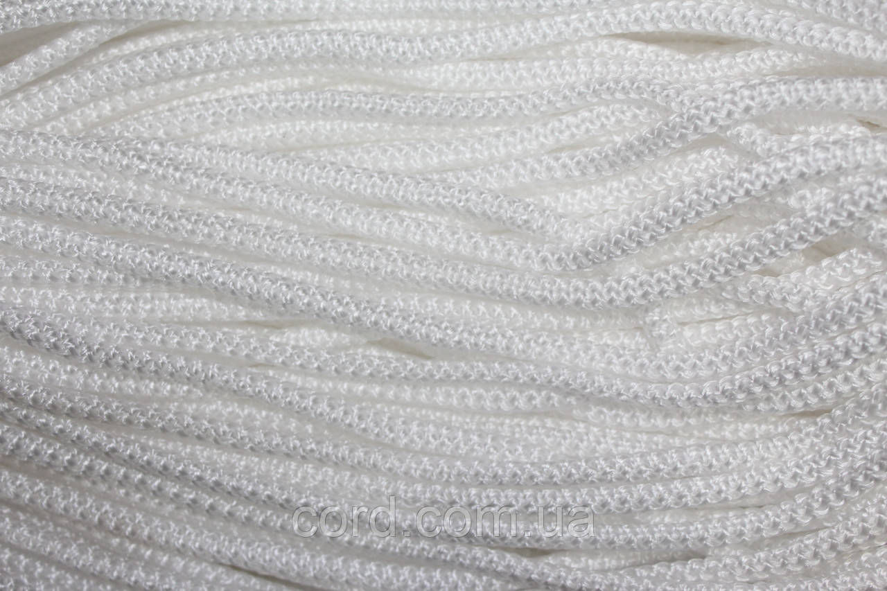 Шнур круглий поліпропілен 3мм білий моток 100м, фото 1