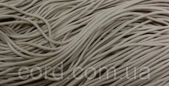 Шнур круглий поліестер 3мм світло-бежевий моток 200м, фото 1