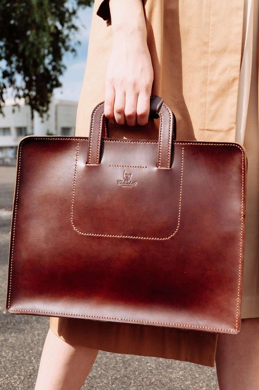 Сумка-папка для ноутбука 14″ PC та 15″ Mac "Handy" з натуральної шкіри ручна робота, фото 1