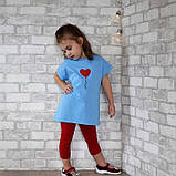 Футболка для дівчинки блакитна Повітряне серце, фото 2