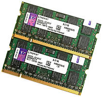 Пара оперативної пам'яті для ноутбука Kingston SODIMM DDR2 4Gb (2x2Gb) 800MHz PC2-6400S CL6 (KVR800D2S6/2G) Б/В