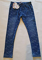 Модные лосины-джеггинсы на девочку голубого цвета в разводах.134 рост.