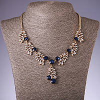 Кольє з синіми кристалами "Гілочки" L-42-50см купити біжутерію дешево оптом в інтернеті