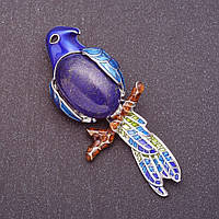 Брошка "Полякай" з натуральним каменем Лазурит 6,7х2.5 см купити біжутерію дешево гуртом в інтернеті