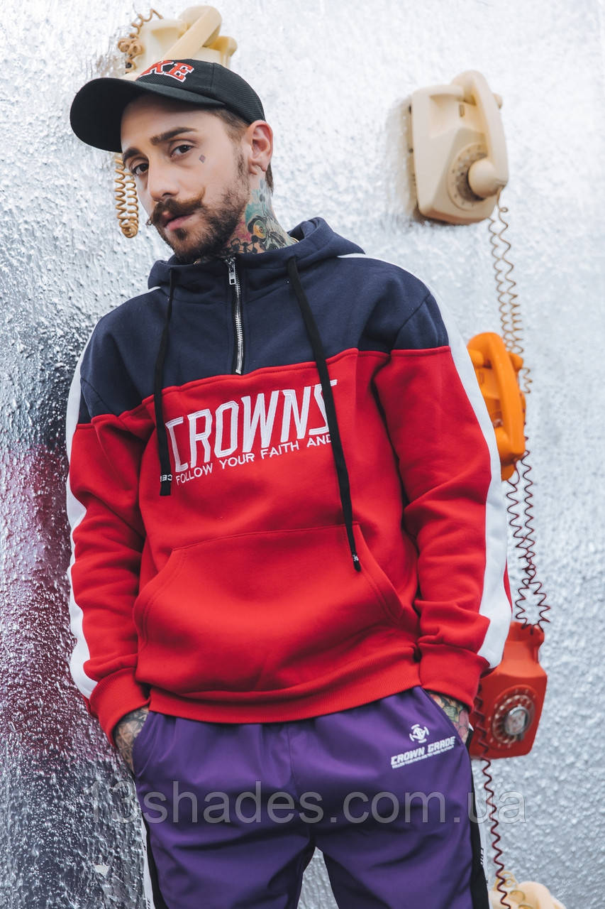 Толстовка чоловіча хайпова унісекс Crown Grade червоний Київ