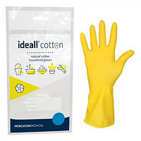 Хозяйственные латексные перчатки с внутренним хлопковым слоем Ideall cotton