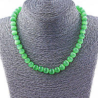 Намисто Котяче око кулька 10мм зеленого кольору, довжина 40см купити біжутерію дешево оптом в інтернеті